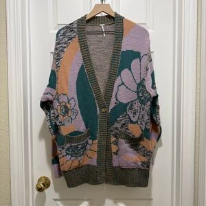Free People Multicolor Floral Cardigan